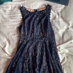 Blue and cream dress